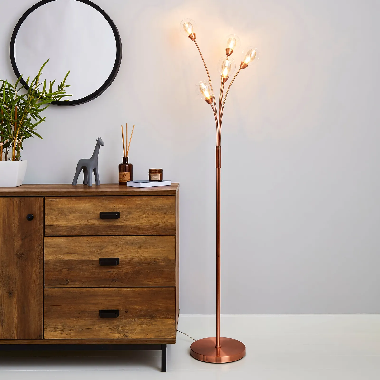 Eden 5 Light Floor Lamp Copper Brown