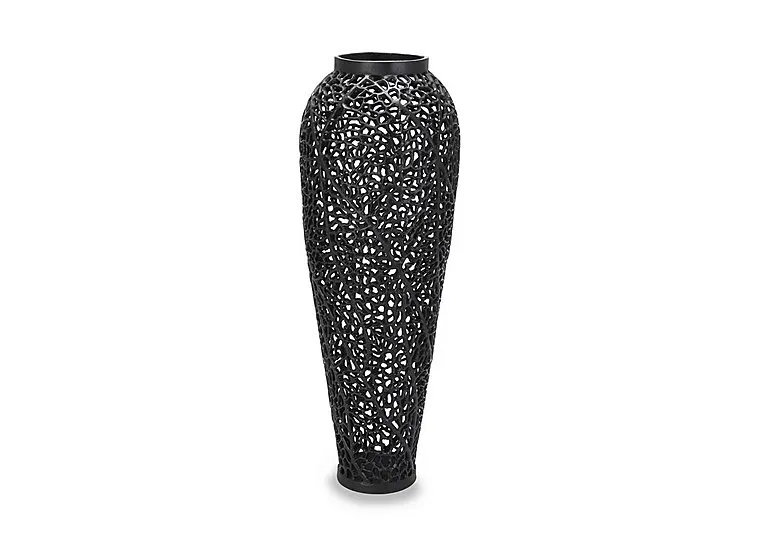 Black Cast Lattice Vase Large