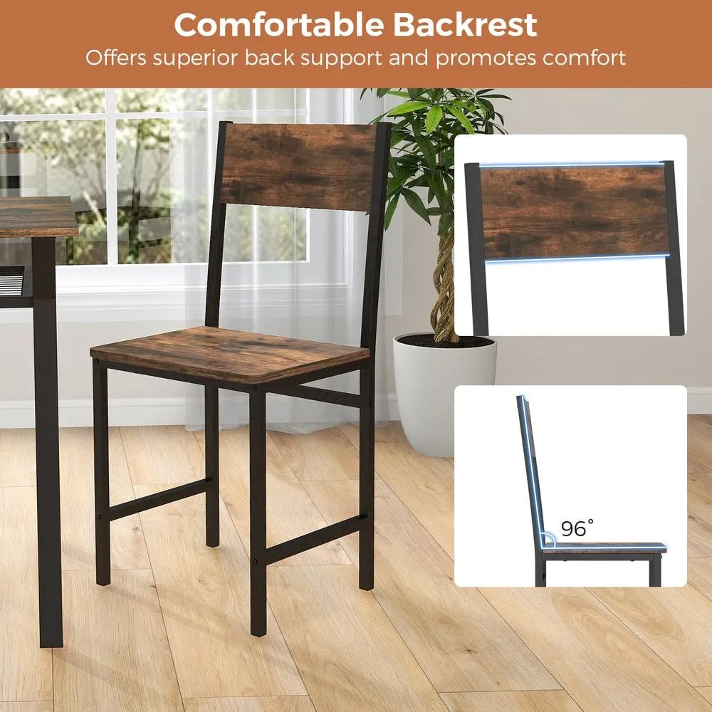 Costway Set of 2 Dining Chairs Armless Dinner Chairs w/ Metal Legs in Brown 6