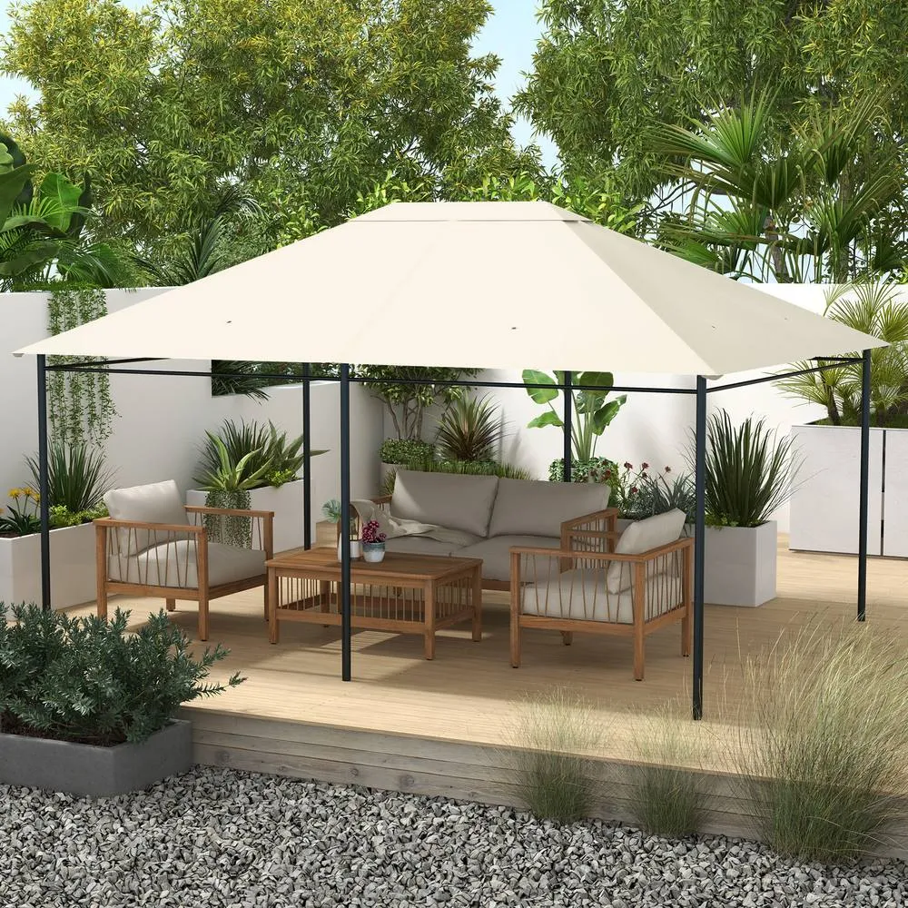 OUTSUNNY 3 x 4m Gazebo Canopy Replacement Gazebo Roof Cover, Cream White