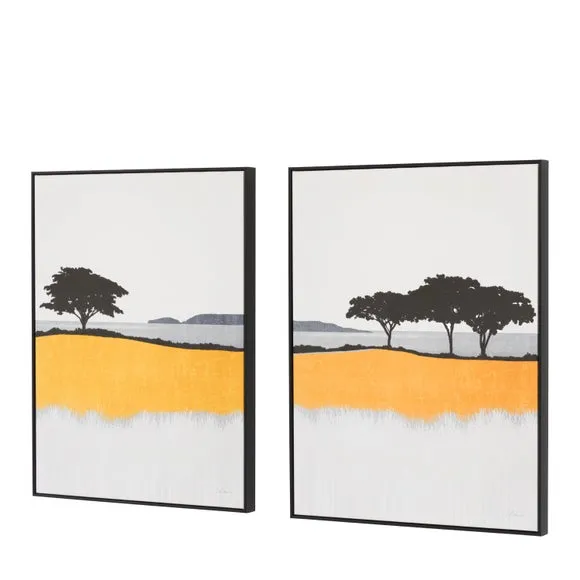 Cedar and Sage Set of 2 Coastal Yellow Framed Canvases 5