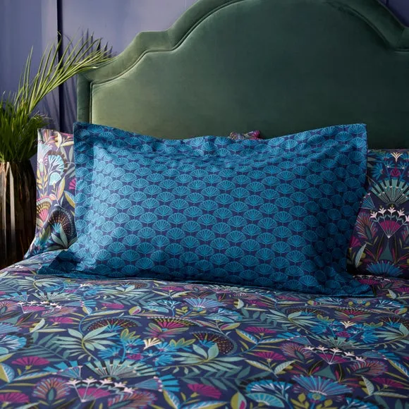 Lucille Navy 100% Cotton Oxford Pillowcase 2