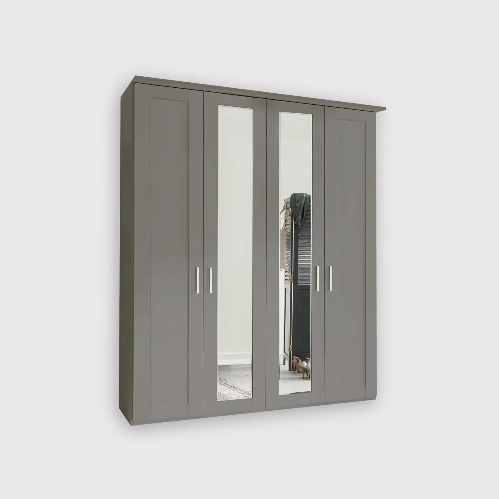 Truro 4 Door Hinged Wardrobe 200Cm X 220Cm, Grey | Barker & Stonehouse 2