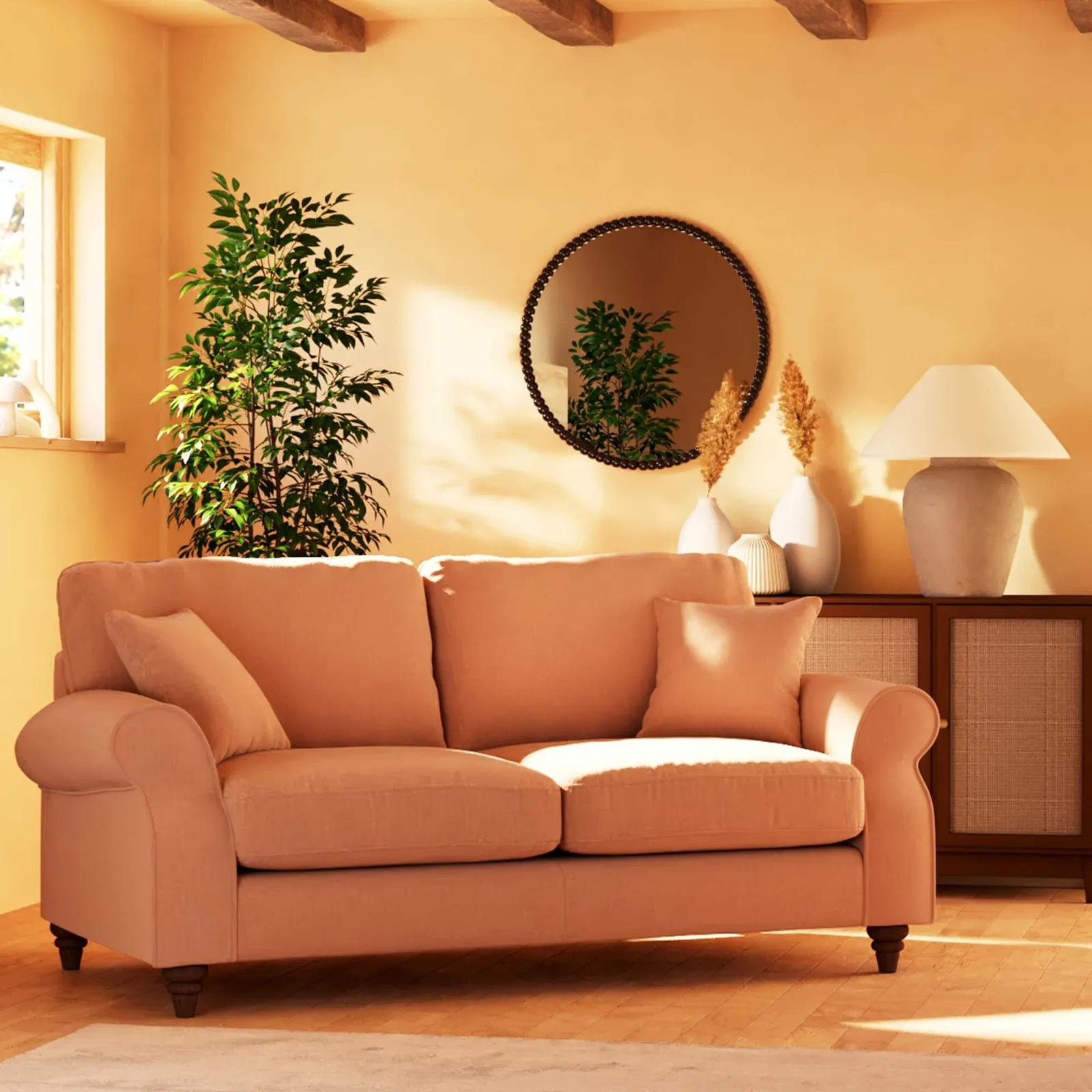 Hattie 4 Seater Sofa, Pink Fabric | Barker & Stonehouse 2