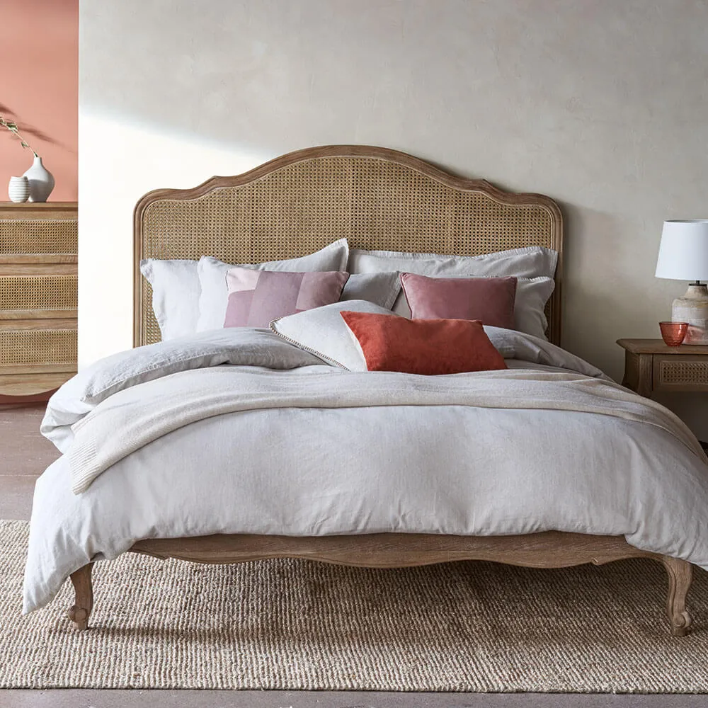 Sienna Rattan Bed, Weathered Oak / Rattan, Double