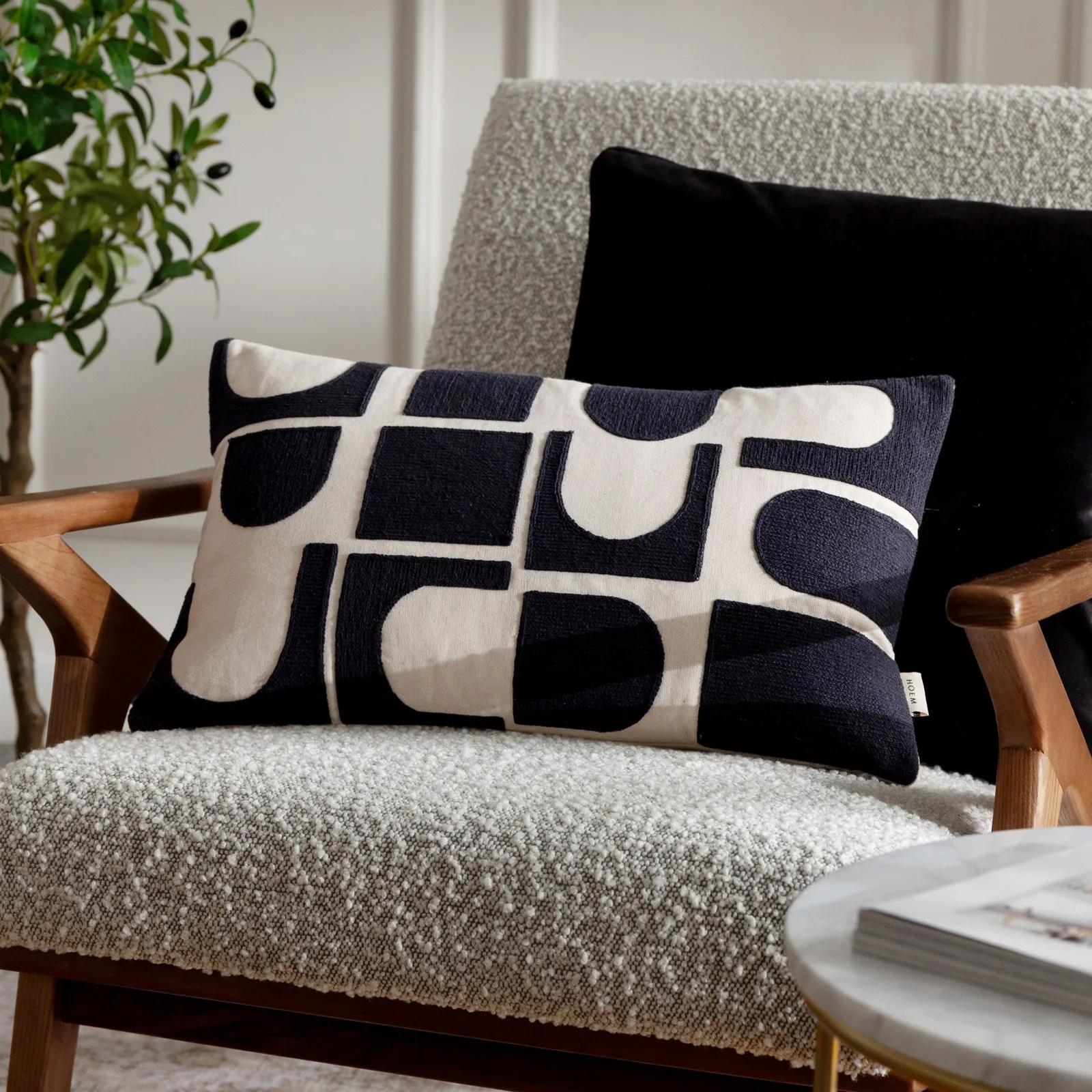 HOEM Hallam Abstract Embroidered 100% Cotton Cushion