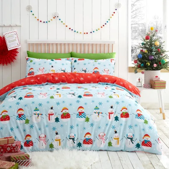 Christmas Snowman Duvet Cover & Pillowcase Set 1