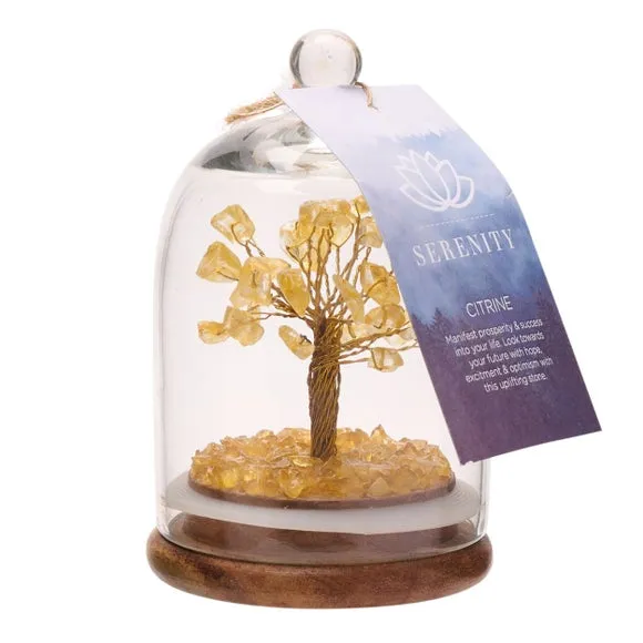 Serenity Citrine Gemstone Glass Dome Tree 3