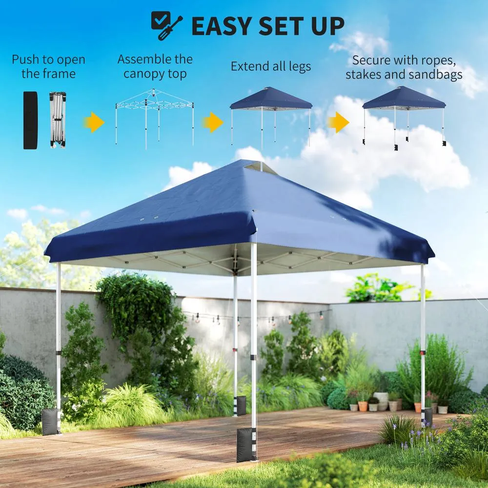 OUTSUNNY 3 x 3 m Pop Up Gazebo w/ Wheels, One-Touch Party Tent in Dark Blue 5