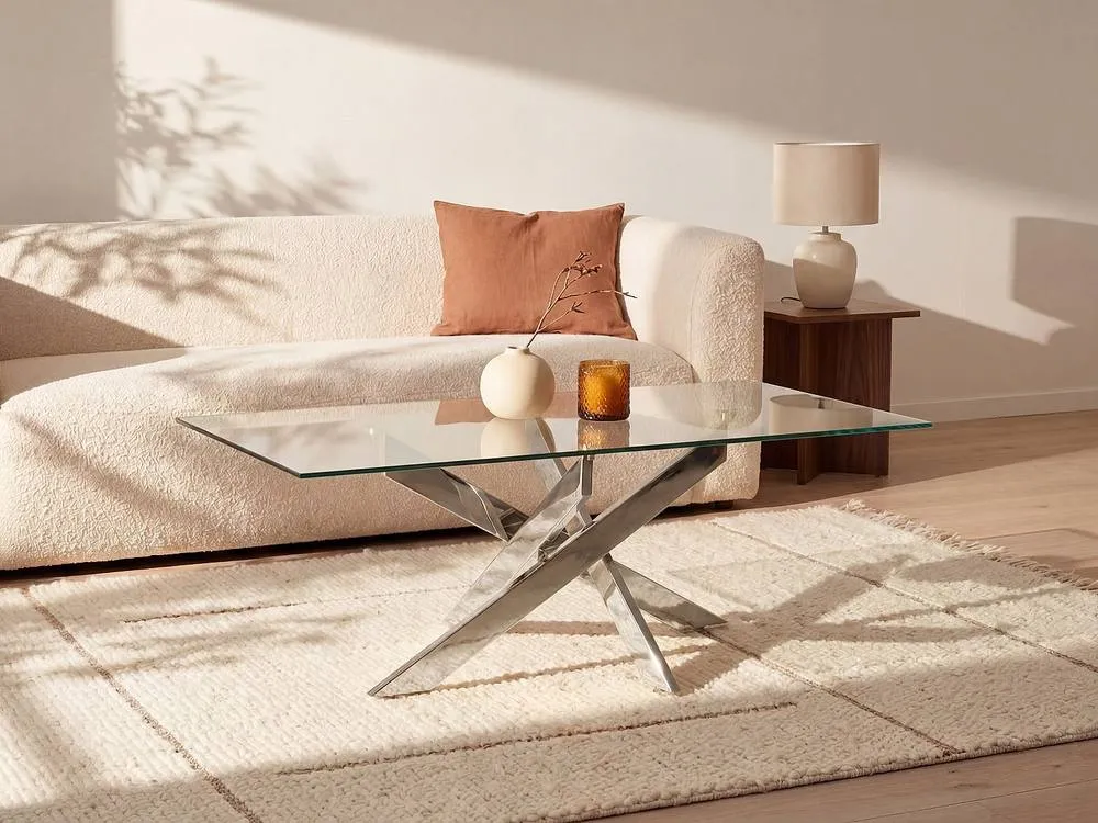 Vente-unique Tempered Glass & Chromed Metal Coffee Table - Transparent - COSIMA in Clear 3