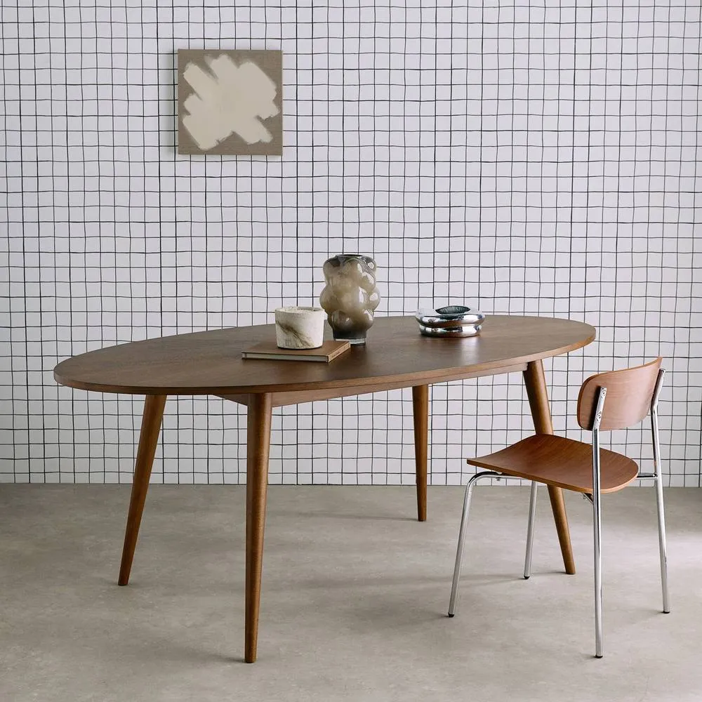 sweeek Oval dining table rubber wood & oak veneer 6 places in Dark Brown 4