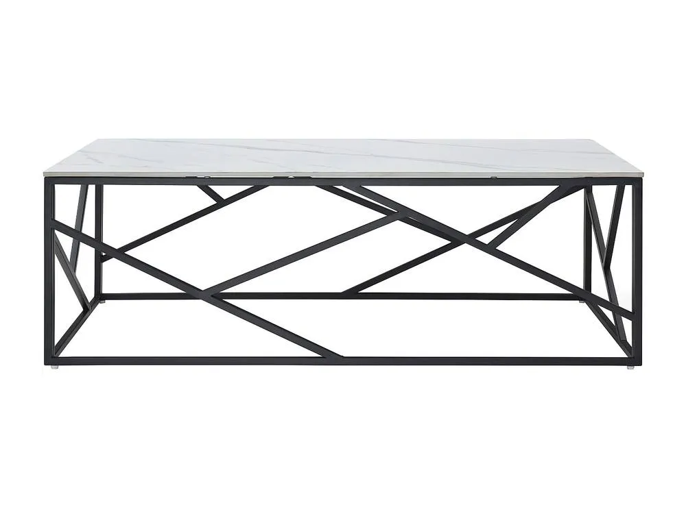 Vente-unique Ceramic & Metal Coffee Table - White & Black Marble Effect 4