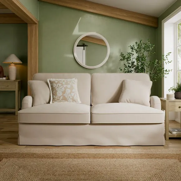 Beatrice II Faux Linen Fixed Loose Cover 3 Seater Sofa 1