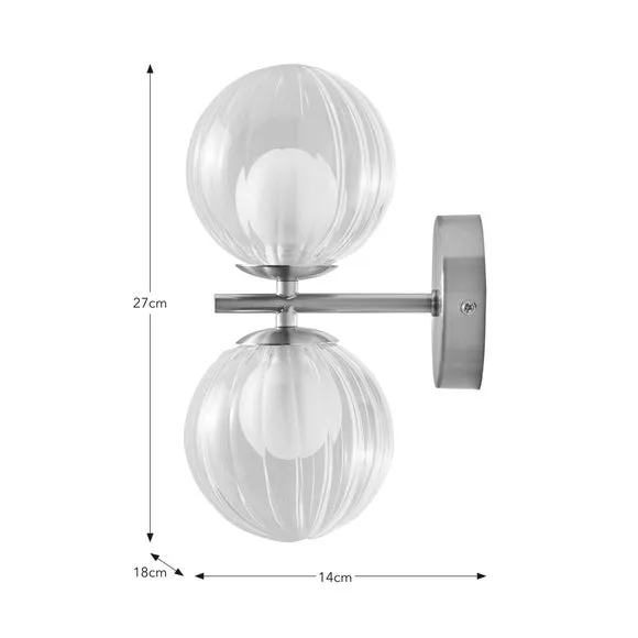 Leirah Ribbed 2 Light Wall Light 6