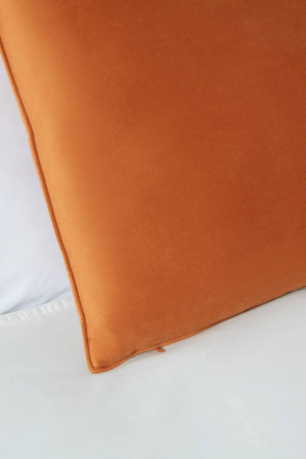 BHS Small Velour Piped Cushion in Orange 2