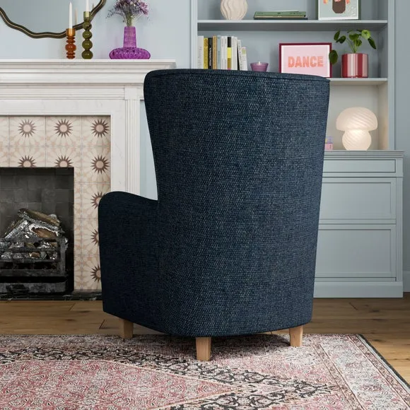 Estelle Basketweave Boucle High Back Winged Armchair 2