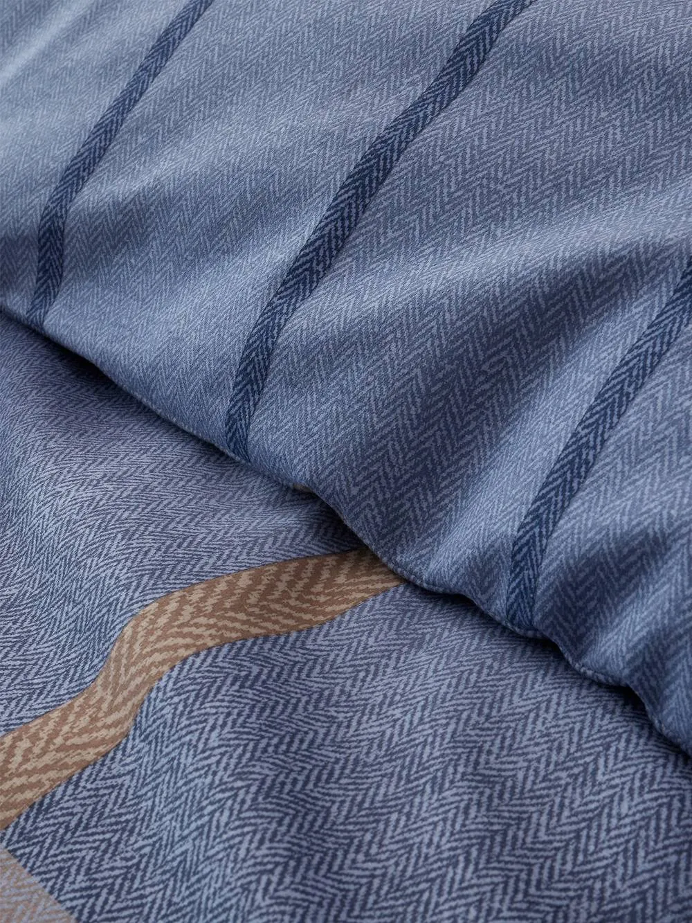 Catherine Lansfield Melrose Tweed 100% Brushed Cotton Duvet Cover & Pillowcase Set in Blue 4