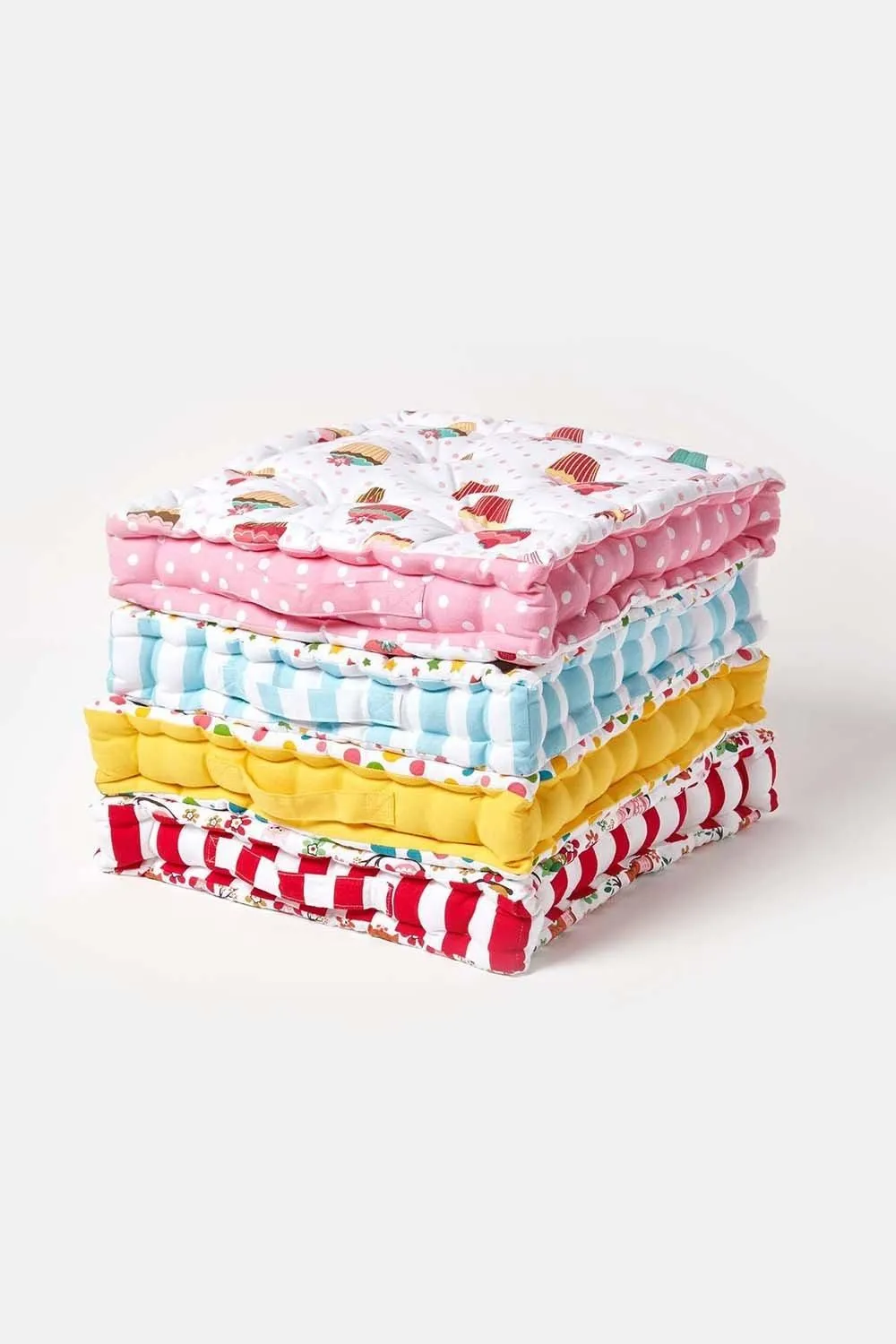 Homescapes Cotton Cup Cakes Floor Cushion in Pink 6