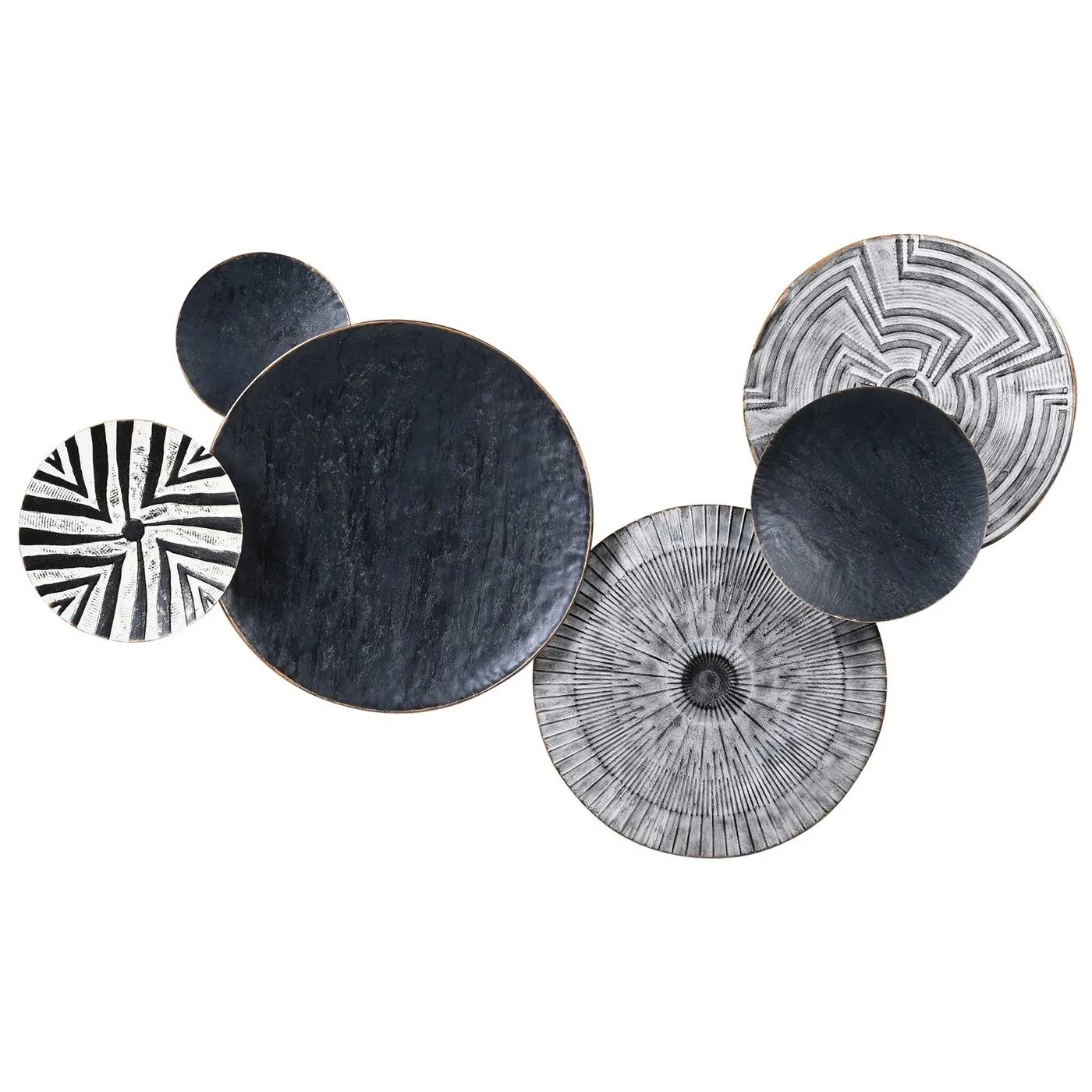 Decorative Circular Tribal Print Wall Art, Black and White