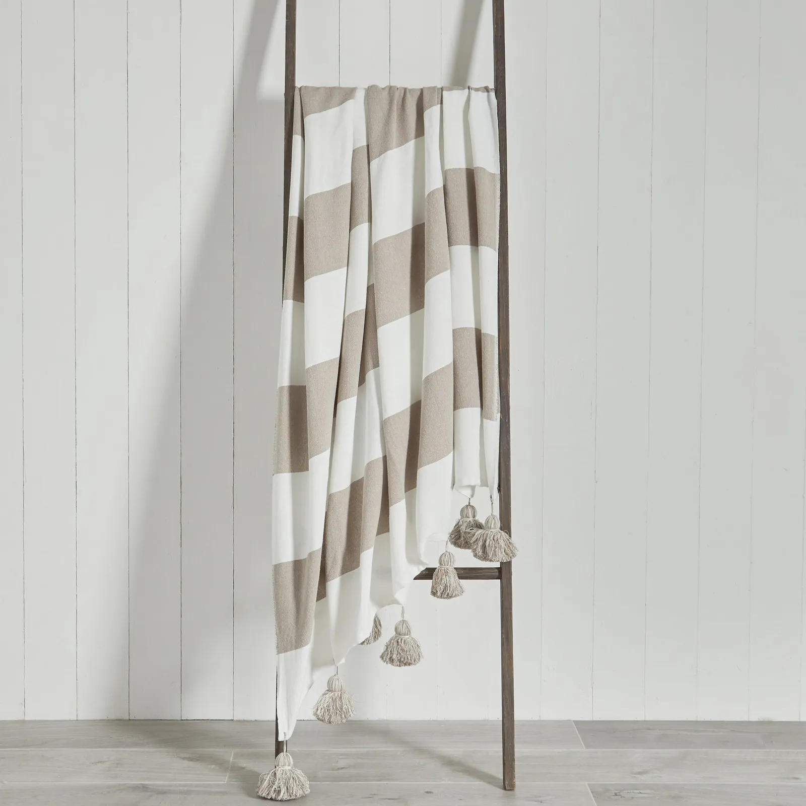 Lucas Stripe 150cm x 200cm Throw Brown and White