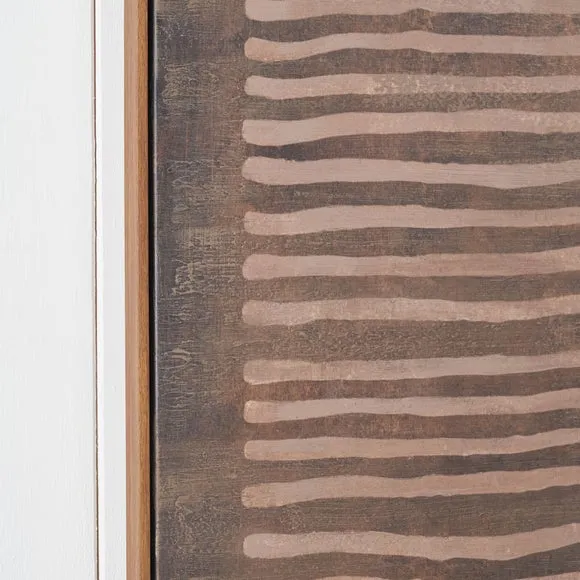Brown & Natural Linear Design Framed Canvas 3