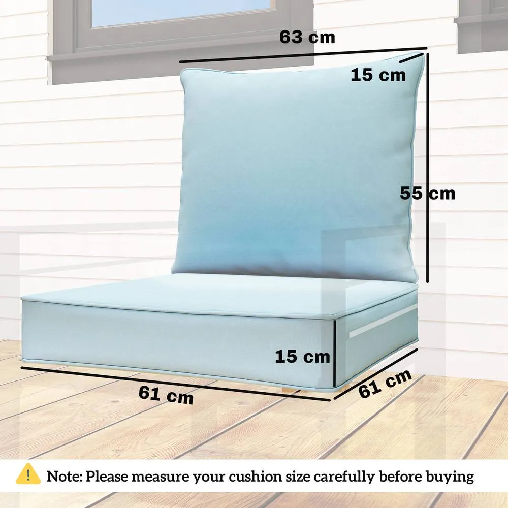OUTSUNNY Seat & Back Cushion Set, Fade Resistant Replacement Cushion in Light Blue 3