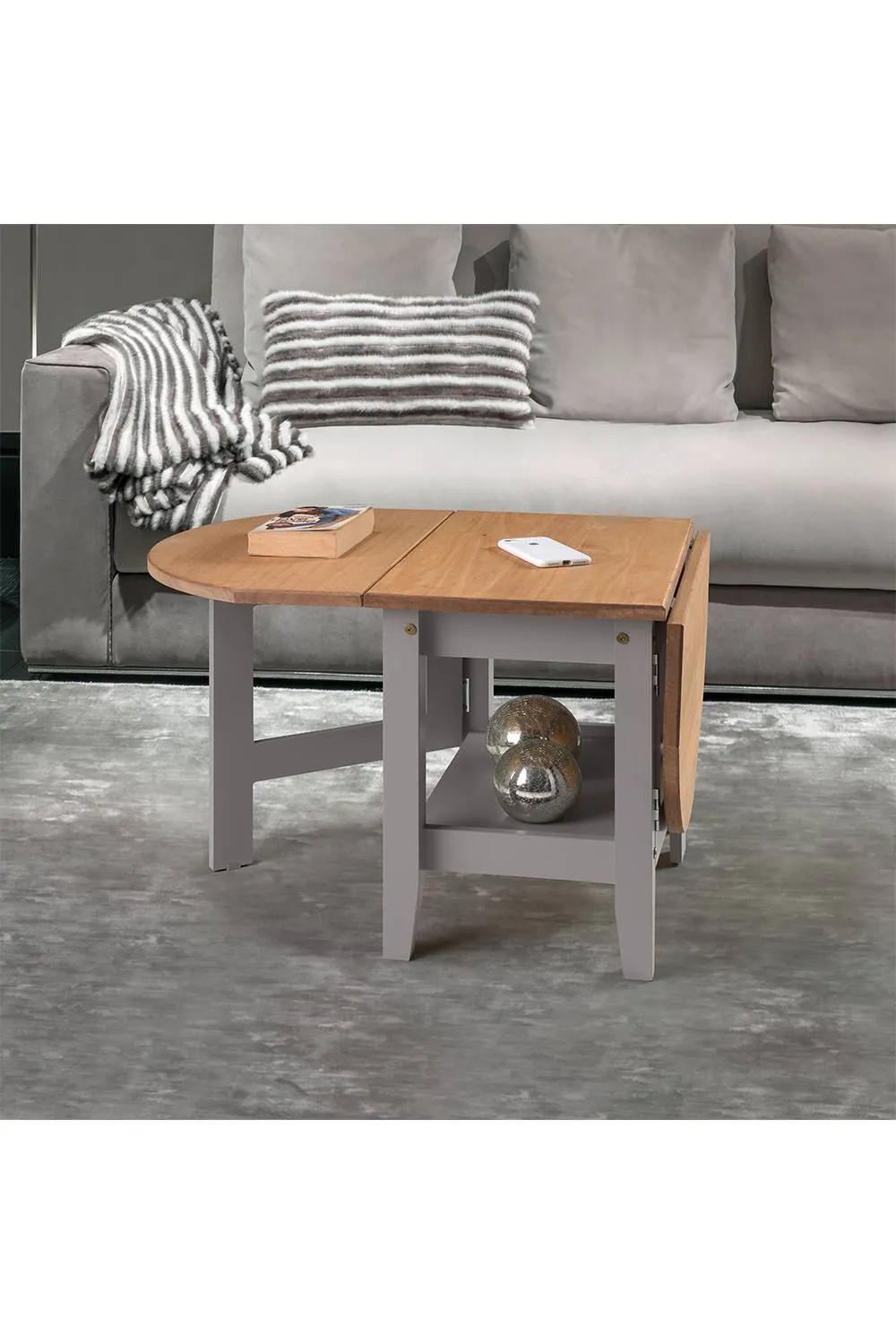 Seconique Santos Drop Leaf Coffee Table in Grey 1