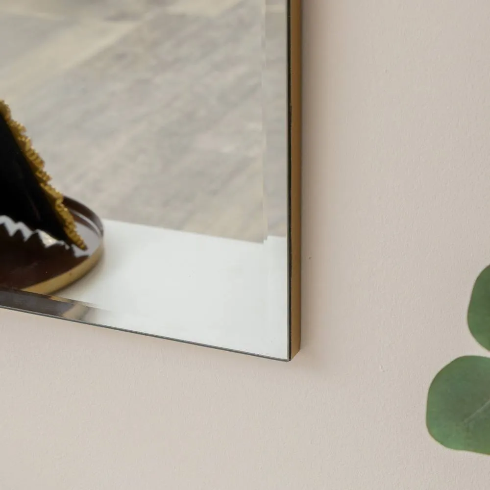 Melody Maison Large Frameless Arched Mirror With Bevelled Edges - 88cm X 100cm in Gold 6