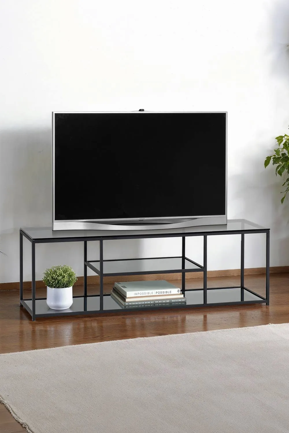 Julian Bowen Chicago Glass TV Stand in Black