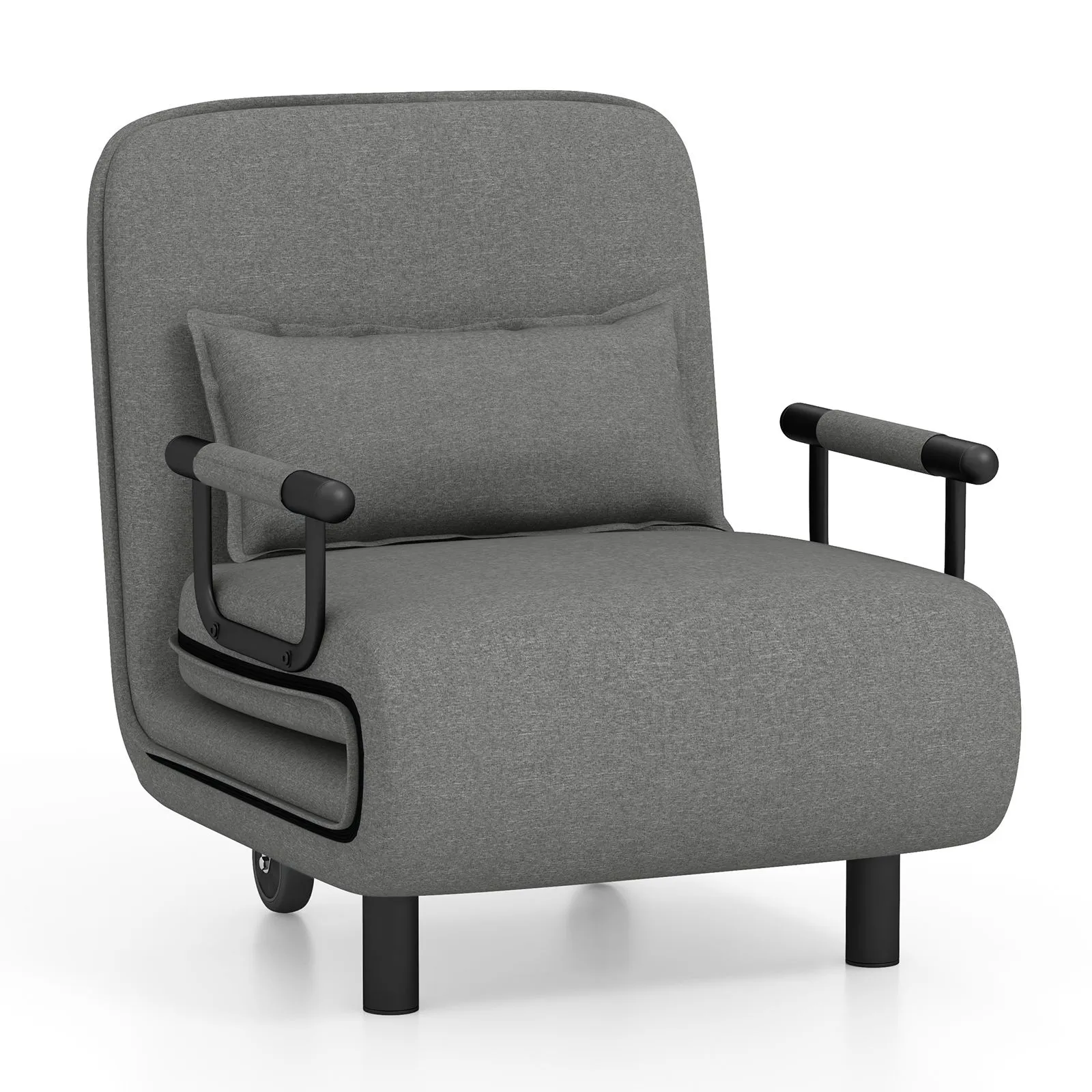 Costway 3-in-1 Convertible Sofa Bed Sleeper Chair w/Lumbar Pillow in Dark Grey 1