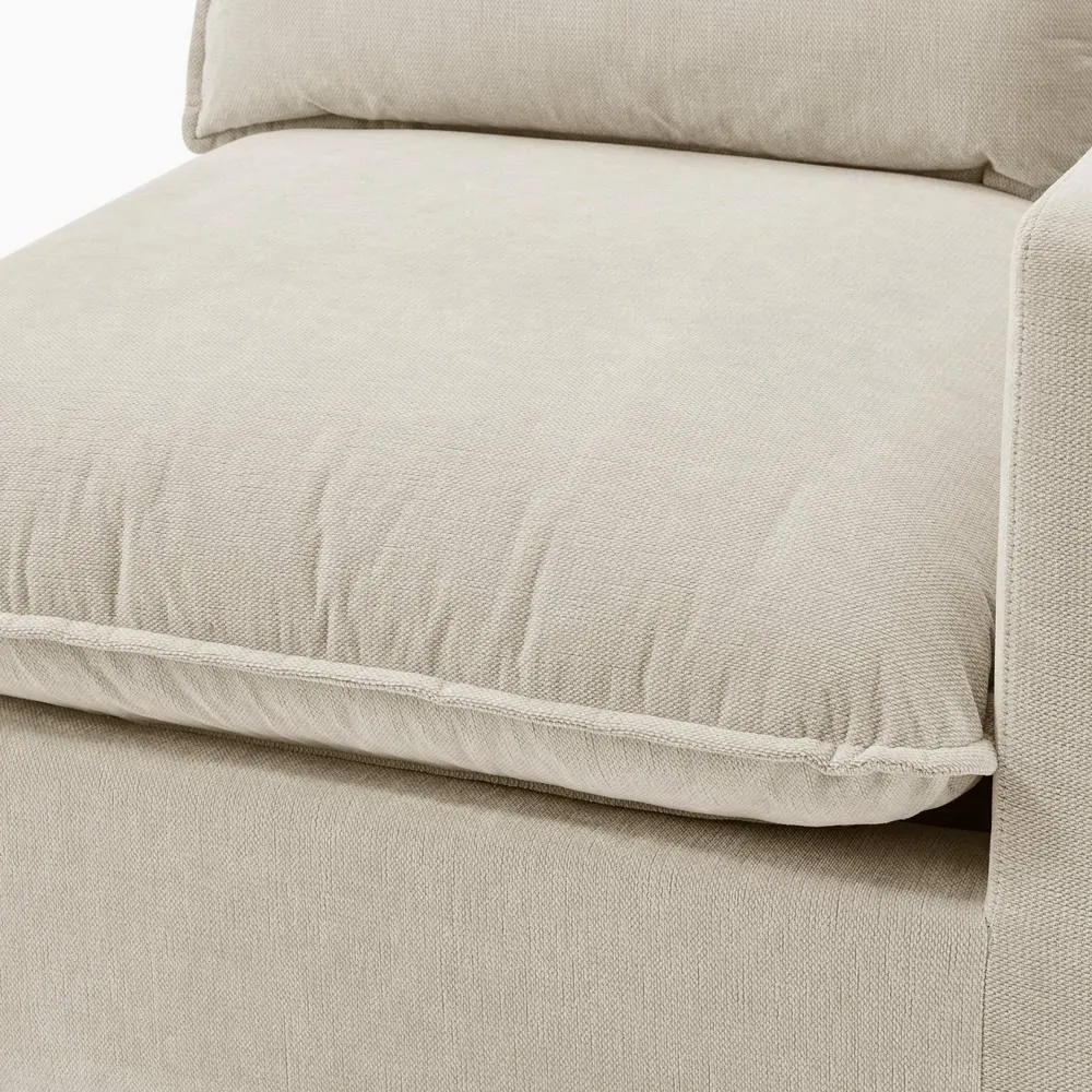 FurnitureboxUK Echo Linen-Look Fabric 5 Seater L-Shaped Modular Corner Sofa in Cream 3
