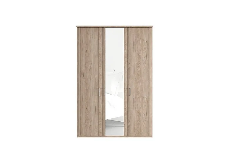 Oxford 3 Door Hinged Wardrobe with Mirror - Holm Oak
