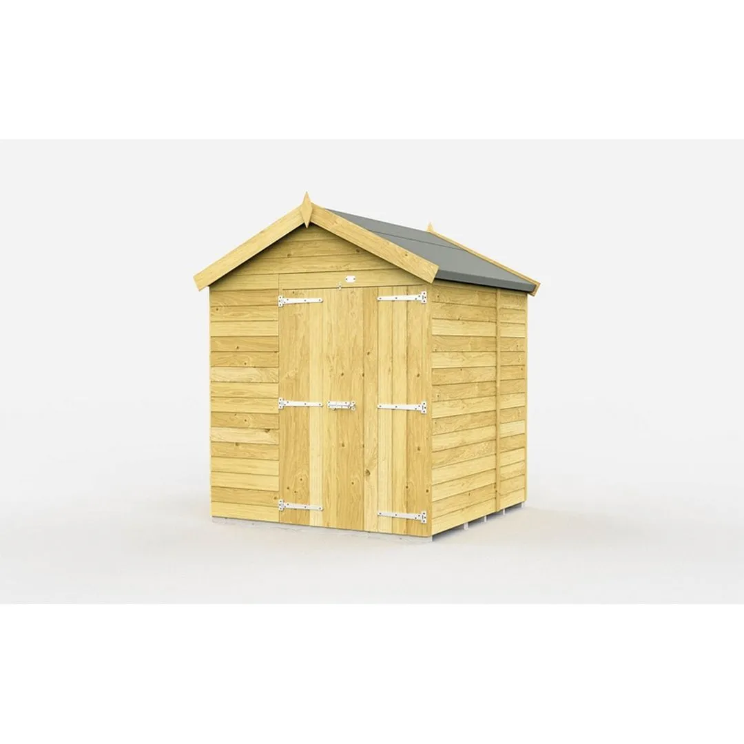 Buttercup Farm 6 x 6 Feet Apex Shed - Double Door W/O Windows - L187 x W175 x H217 cm in Brown