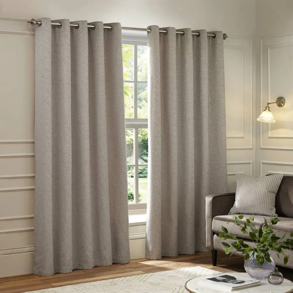 Paoletti Galaxy Velvet Chenille Eyelet Curtain Pair in Silver 2