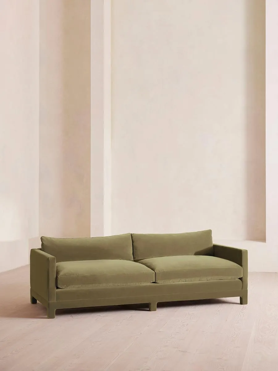 Ashford Four Seater Sofa, Velvet, Lichen