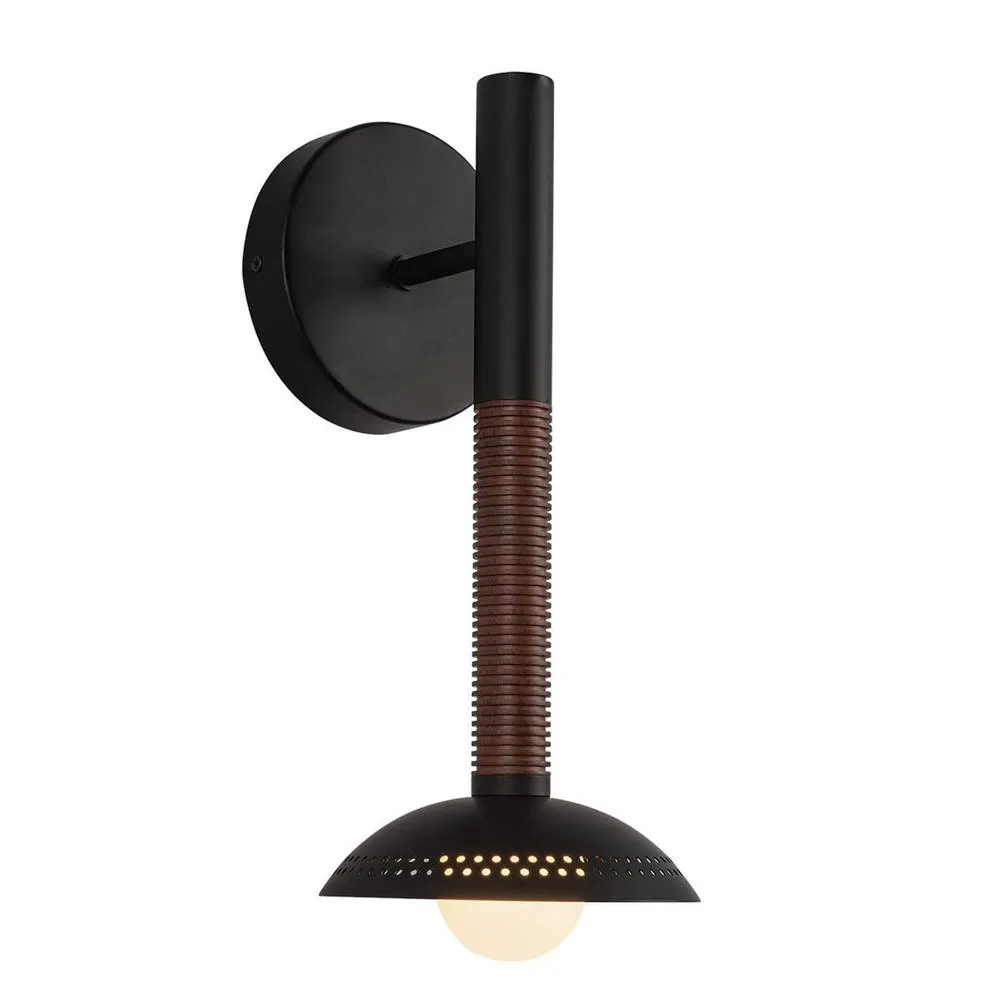 Netlighting Arden Integrated LED Wall Light Matte Black Walnut Wood Veneer 3000K