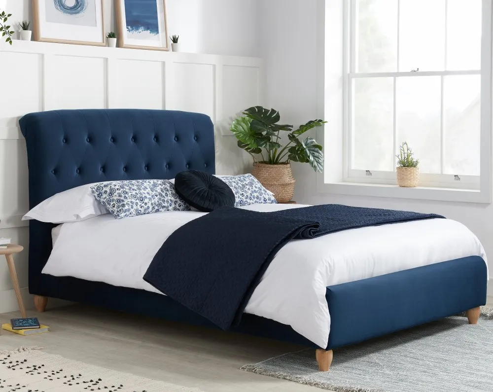 Brompton Midnight Blue Fabric Bed - 4ft Small Double