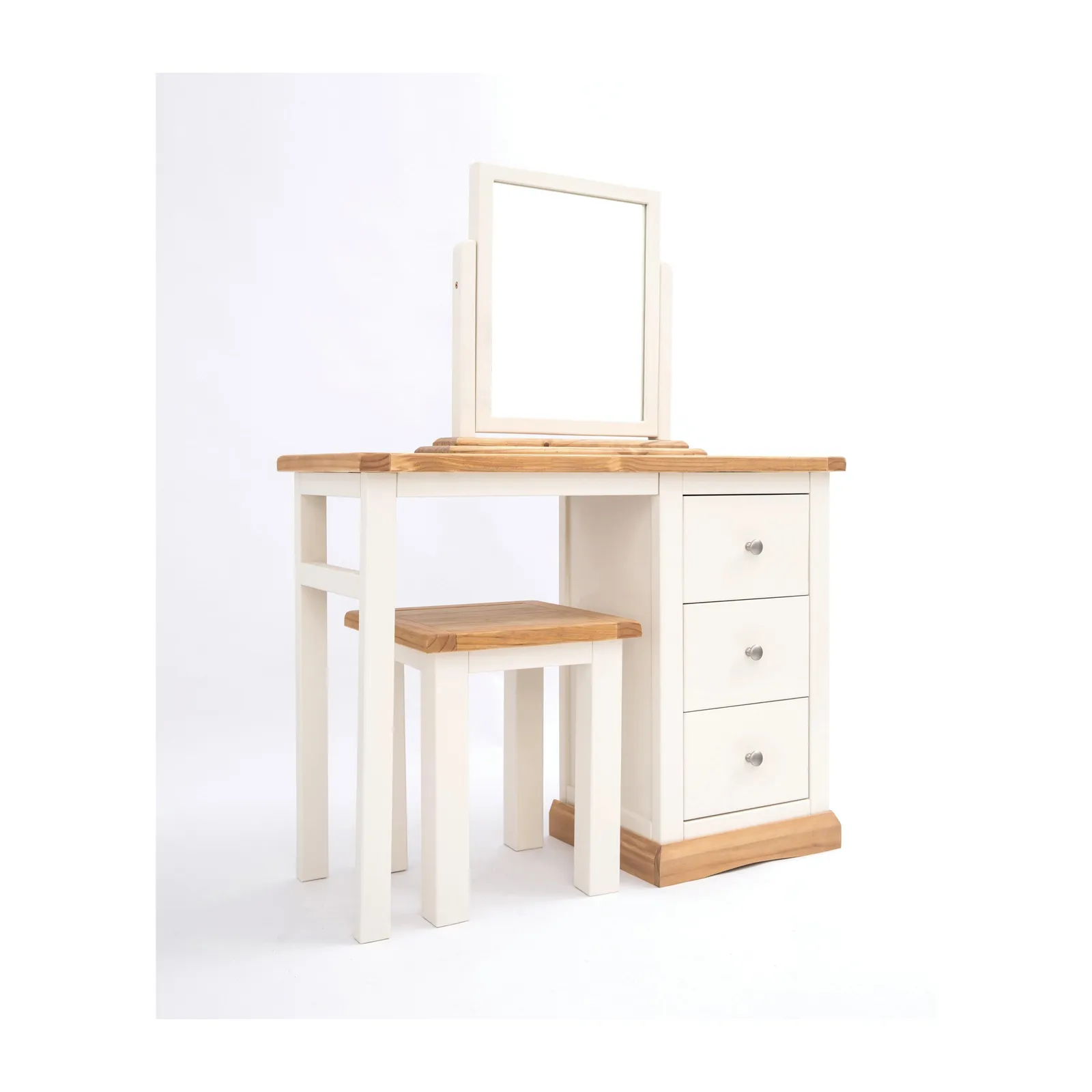 Cabinet Bits Trevi 3 Drawer Dressing Table Set Chrome Knob in Off-White 2
