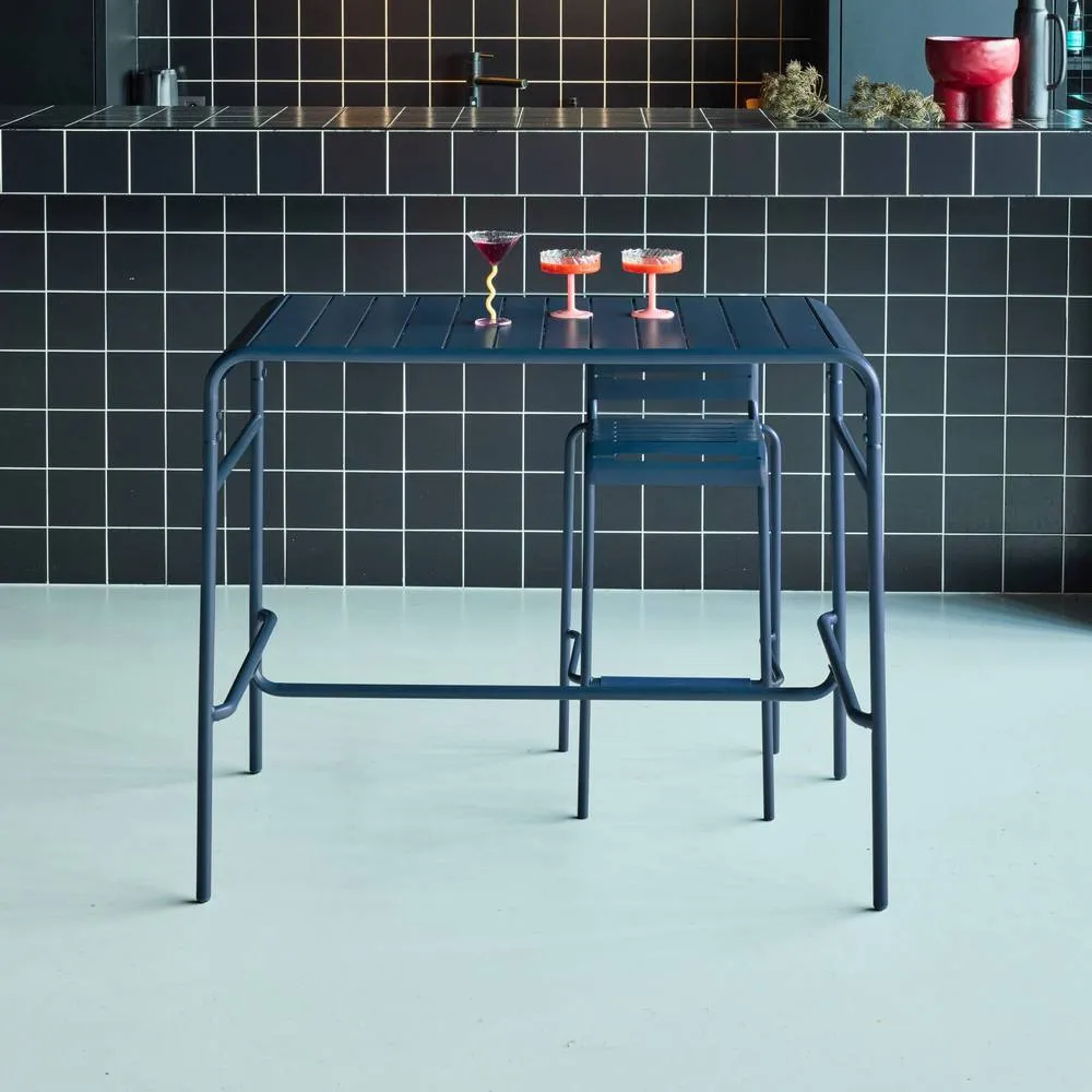 sweeek 4-seater metal garden bar table in Dark Blue 5