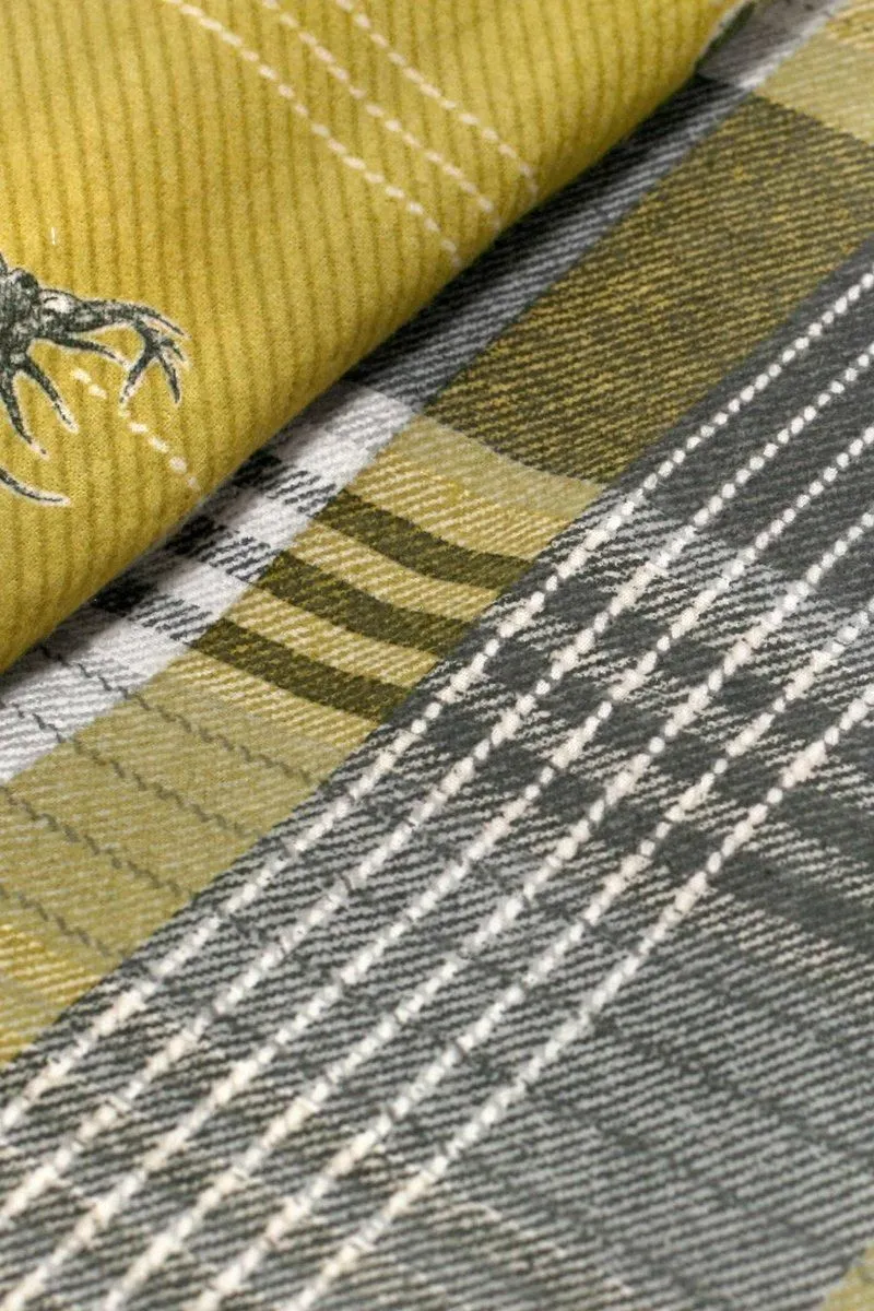Dreams & Drapes 'Connolly Check' 100% Brushed Cotton Duvet Cover Set in Mustard 2