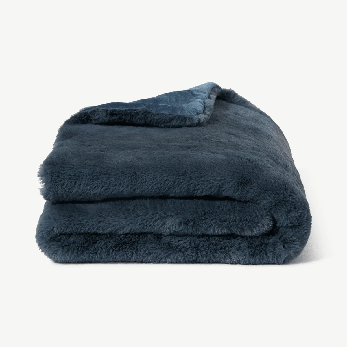Azala Luxury Faux Fur Throw, 130 x 170 cm, Dusk Blue
