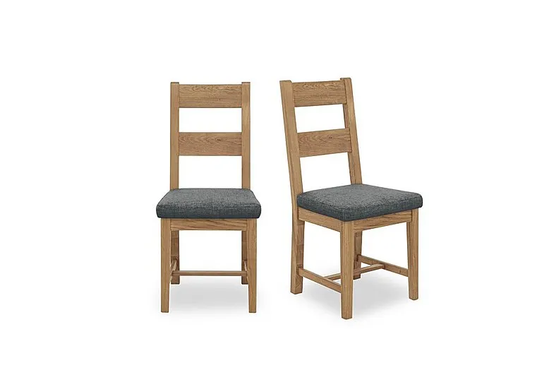 Augusta Pair of Wooden Ladderback Dining Chairs - Anthracite