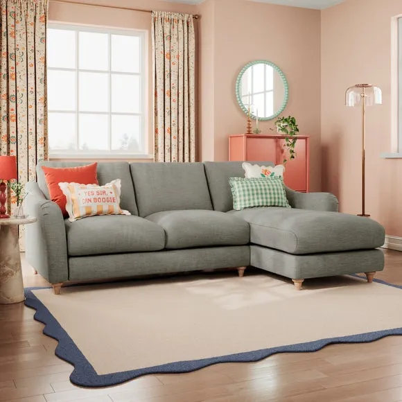 Hattie Slub Faux Linen Corner Chaise 1