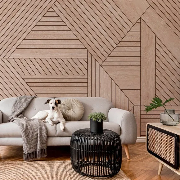Geometric Wooden Panelling Wall Mural 1