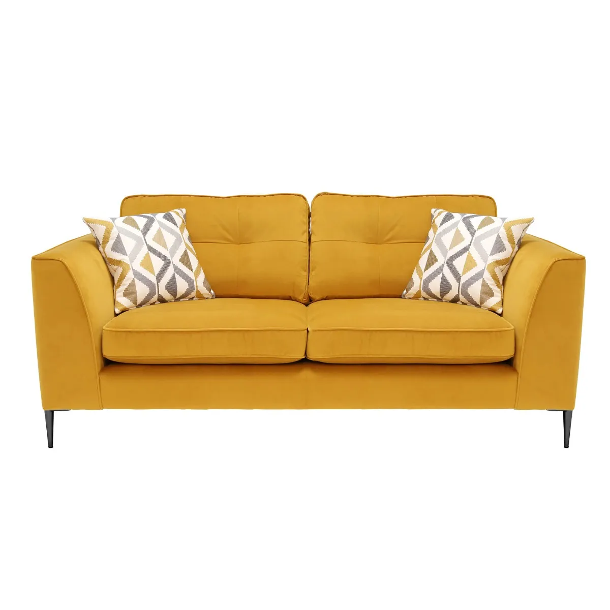 Conza Large 2 Seater Fabric Sofa - Yellow - W195 x D100 x H86cm - Barker & Stonehouse