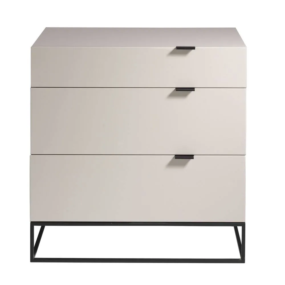 Angel Cerda Grey 3-Drawer Chest with Black Steel Legs 80x45x80 cm 2