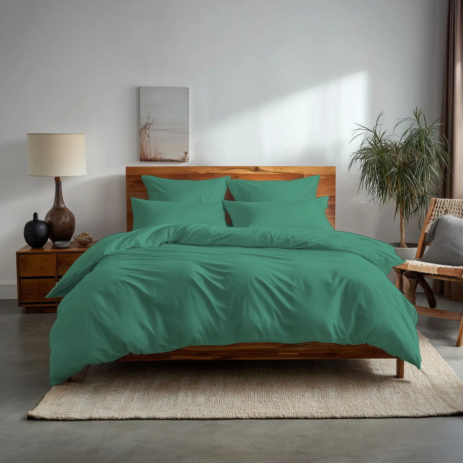 Snug City Plain Dyed Easy Care Polycotton Duvet Cover & Pillowcase/s Set Bed Linen in Mint