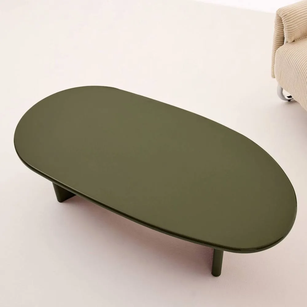 sweeek Oval coffee table with glossy finish in Khaki 4