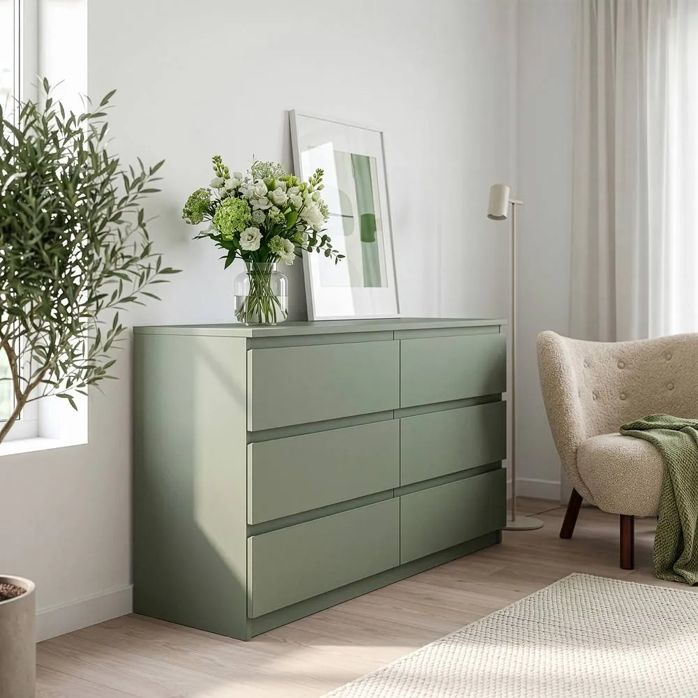 Furniture To Go Edmore 6 Drawer Wide Chest in Green