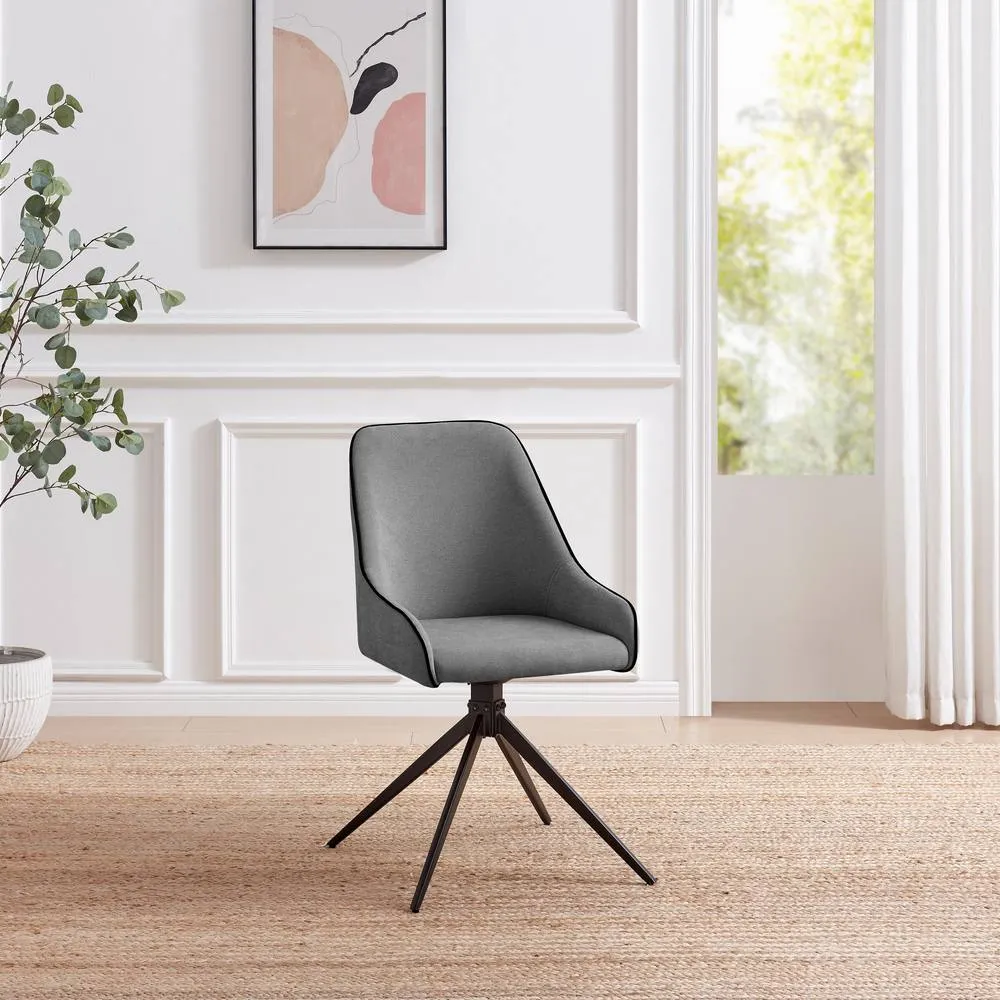 FurnitureboxUK 2x Beaumont Grey Fabric Swivel Dining Chairs 3